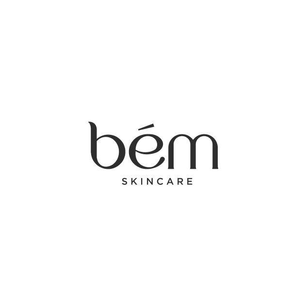 Modern “bem skincare” wordmark logo in black on a white background, clean rounded typography for a cosmetics brand