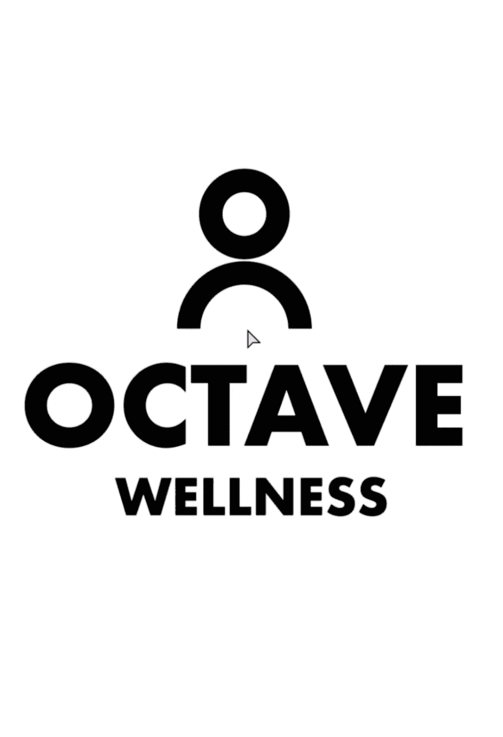 Wellness wordmark logo concept featuring a custom typographic logo and human symbol on a clean white background.