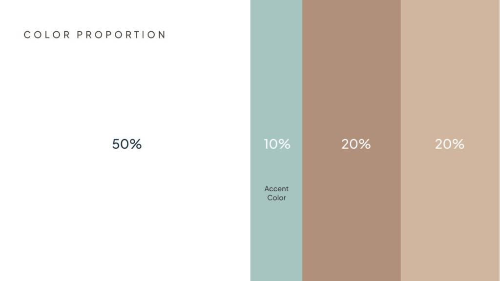 Brand color proportion design for a wellness company featuring a neutral and organic color palette