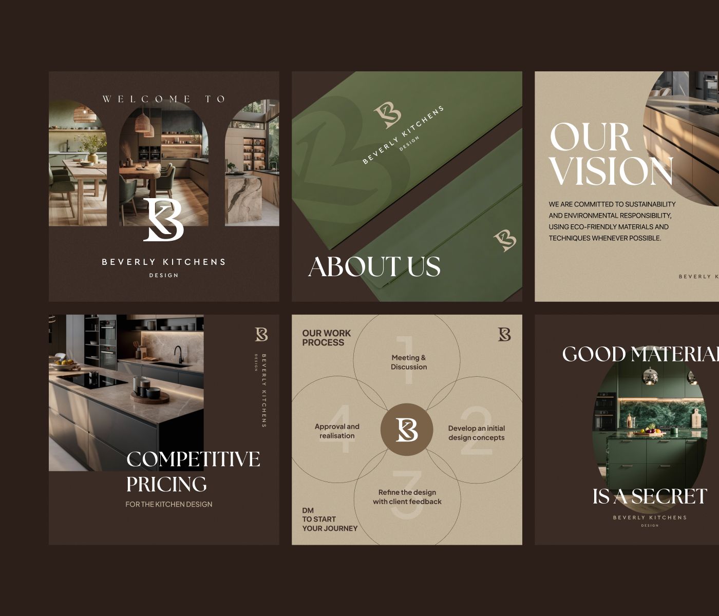 Solid and boho social media design for Kitchen interior studio