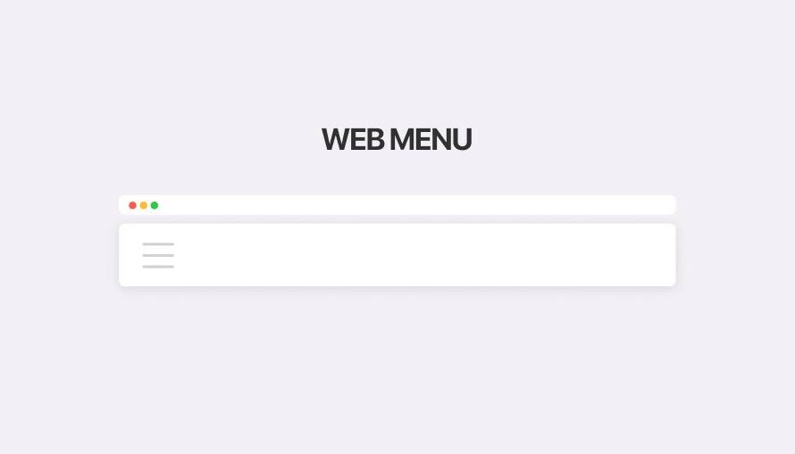 Website menu design cover image featuring a minimalist navigation interface mockup on a soft neutral background with a clean modern presentation layout.