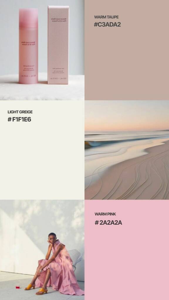 Soft blush pink color palette for luxury cosmetic brand design