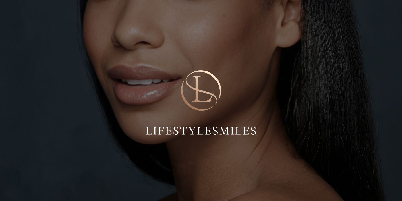 LS symbol and golden branding for a dental clinic