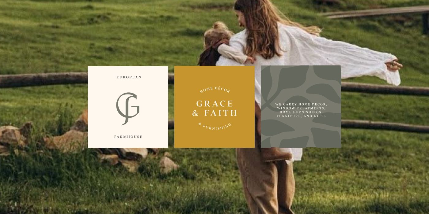 Farmhouse logo design and brand identity for home decor brand